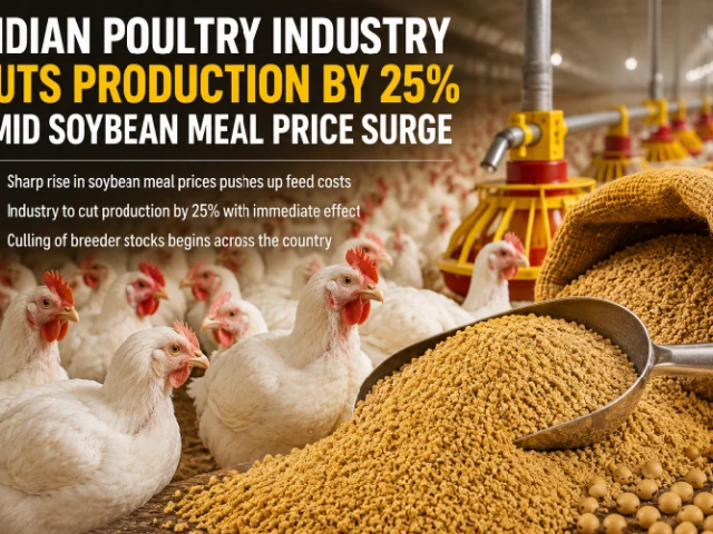 Indian poultry industry to cut production by 25% amid soybean meal price surge