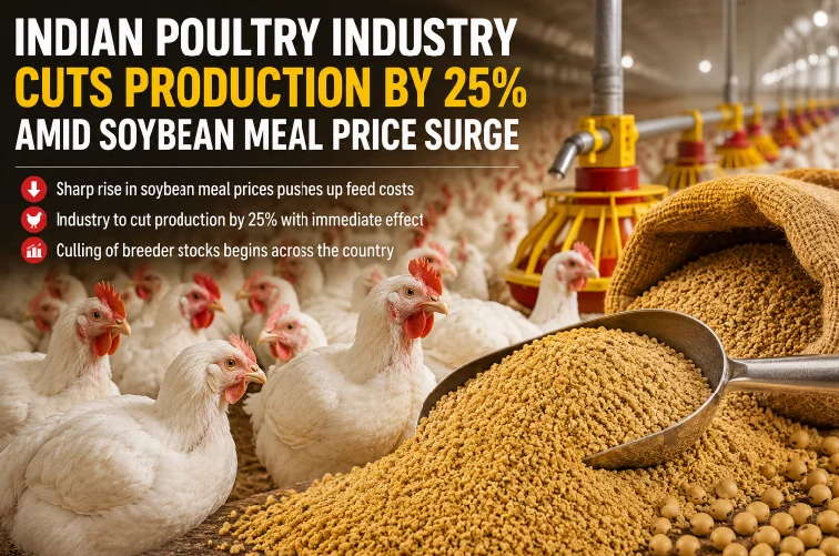 Indian poultry industry to cut production by 25% amid soybean meal price surge